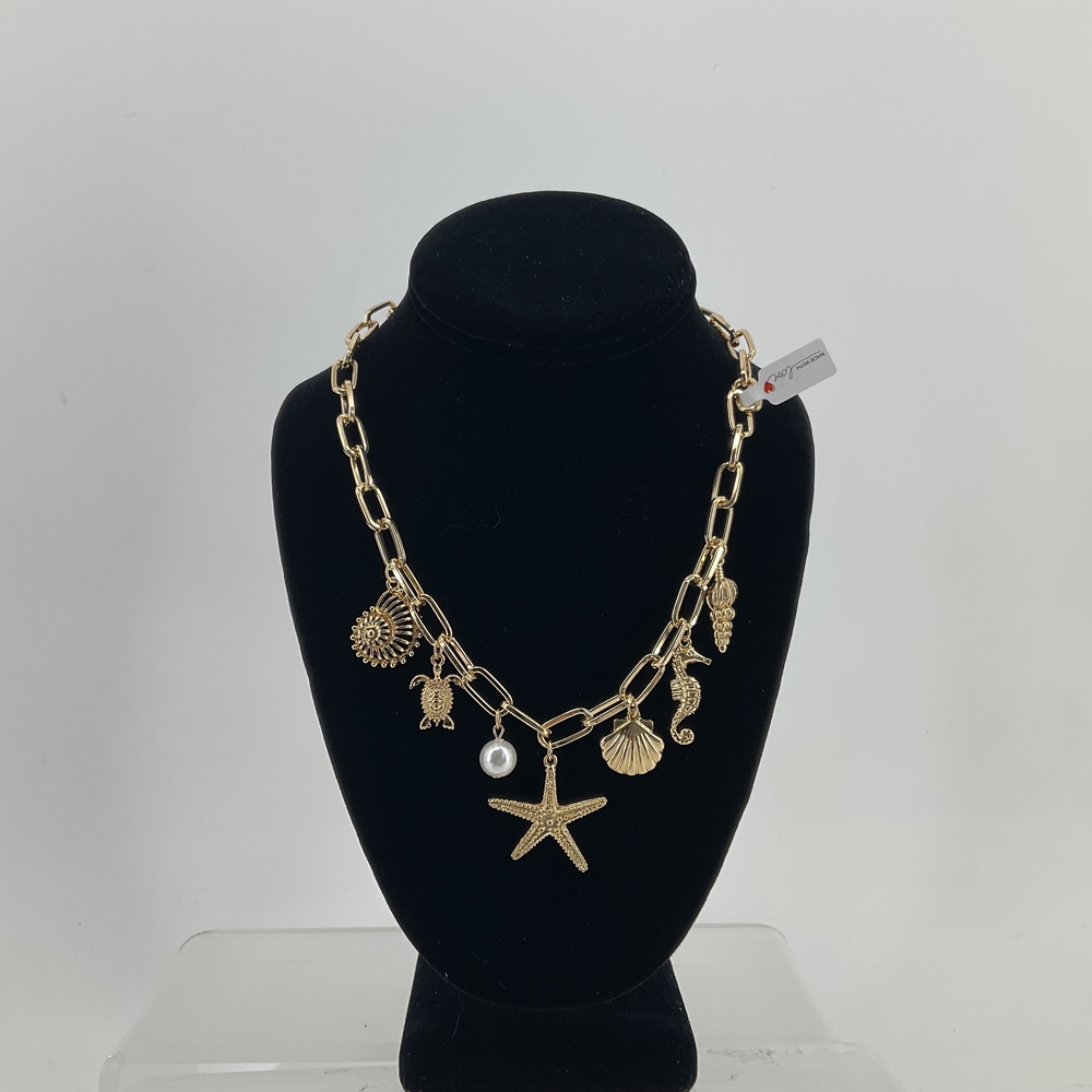 🌊 Coastal Charm Gold Necklace – Ocean-Inspired Elegance